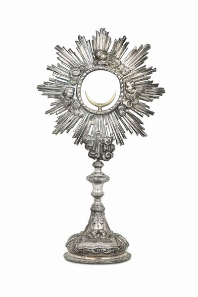 Ostensorio in Argento Sbalzato e Cesellato, Genova, Bollo della Torretta per L'anno 1751.