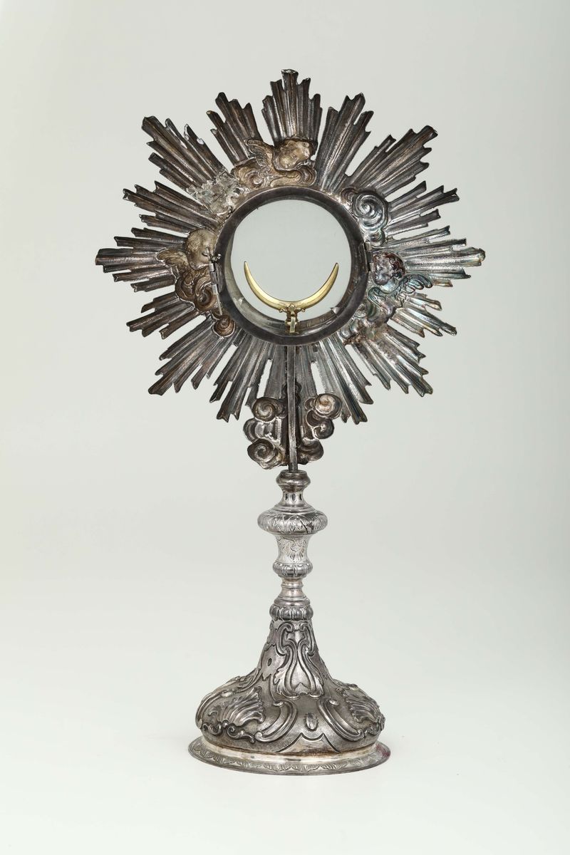 Ostensorio in Argento Sbalzato e Cesellato, Genova, Bollo della Torretta per L'anno 1751.
