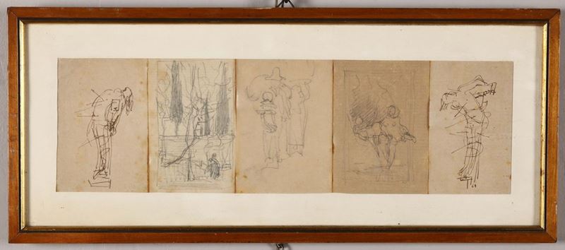 Nicolò Barabino (1832-1891) Studi di figure  - Asta Asta a Tempo antiquariato - II - Cambi Casa d'Aste