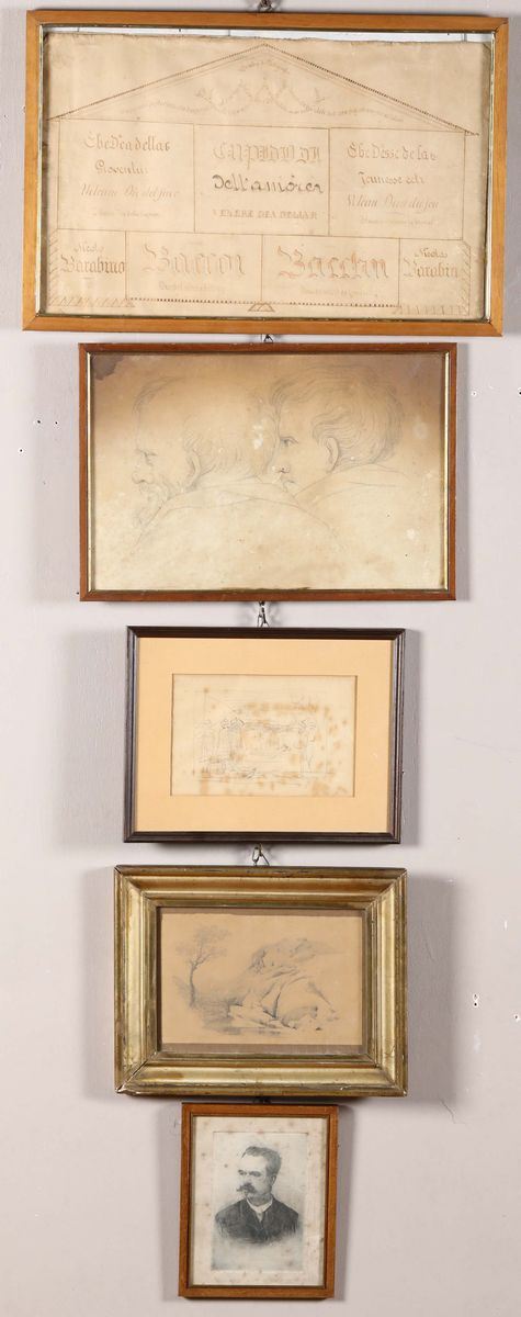 Lotto di disegni di varie misure  - Auction Asta a Tempo antiquariato - II - Cambi Casa d'Aste