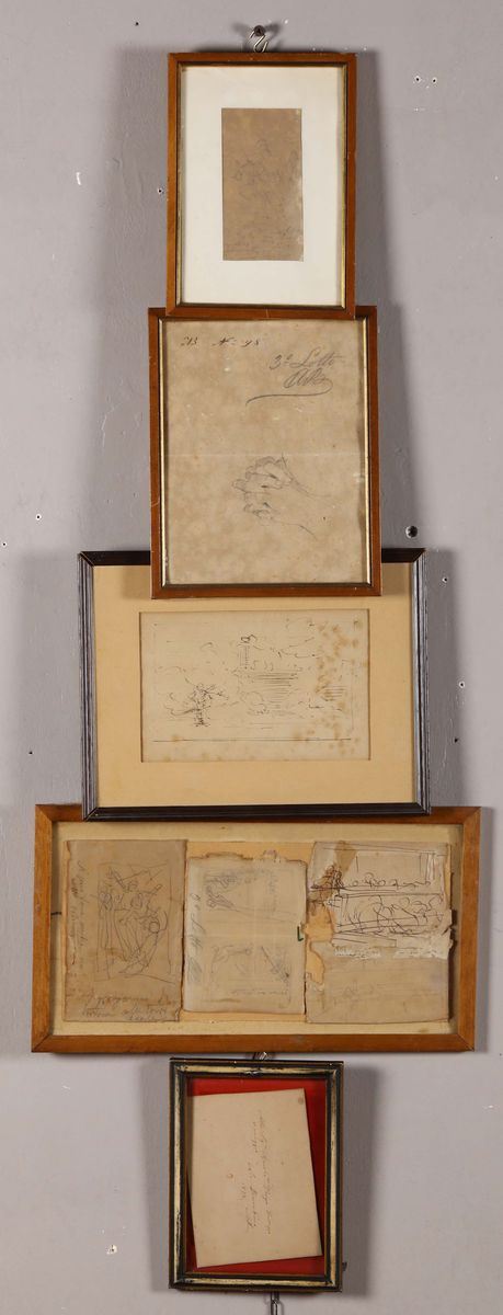 lotto di cinque bozzetti attribuiti a Nicolò Barabino  - Asta Asta a Tempo antiquariato - II - Cambi Casa d'Aste