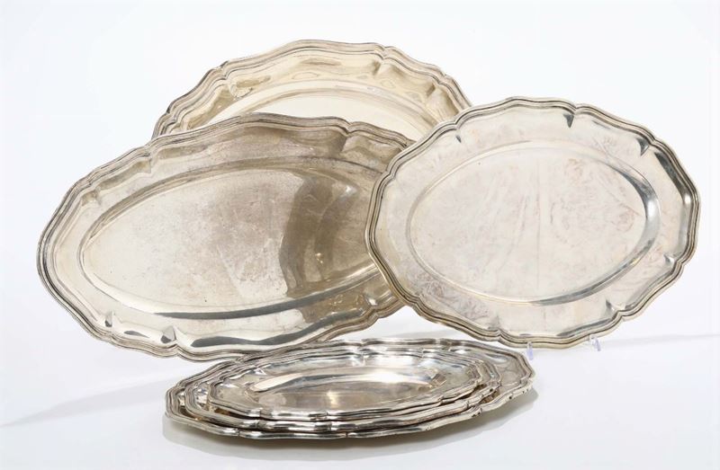 Lotto di vassoi ovali in argento  - Asta Antiquariato - Cambi Casa d'Aste