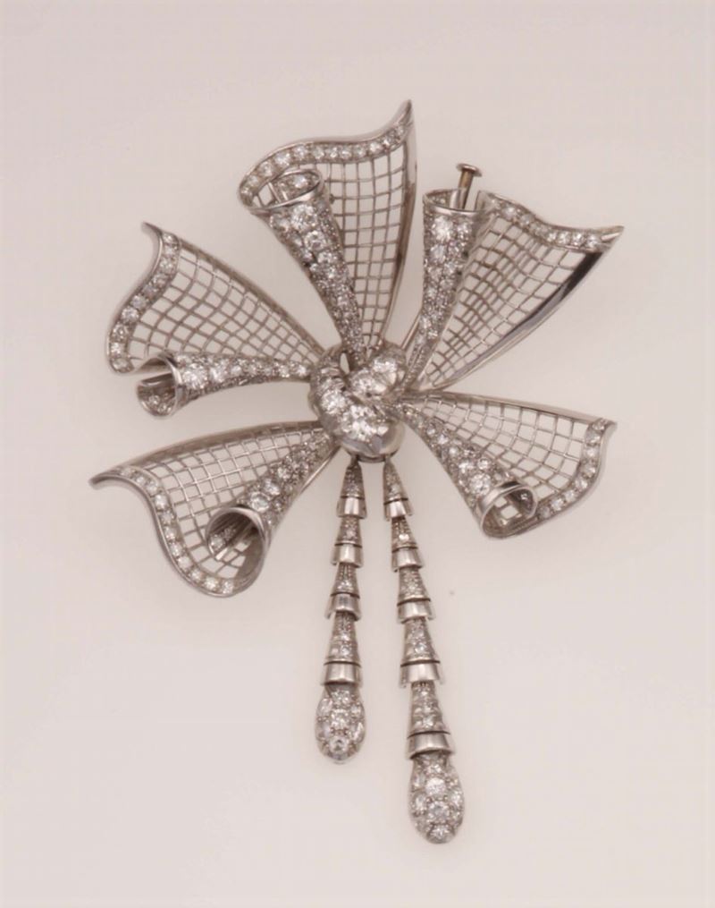 Diamond and platinum brooch  - Auction Fine Jewels - Cambi Casa d'Aste