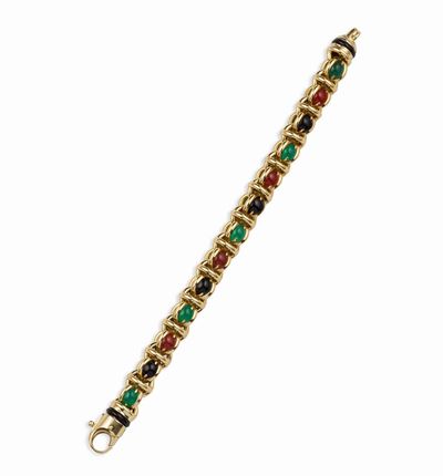 Bracciale a Catena con Boule di Agata Multicolor