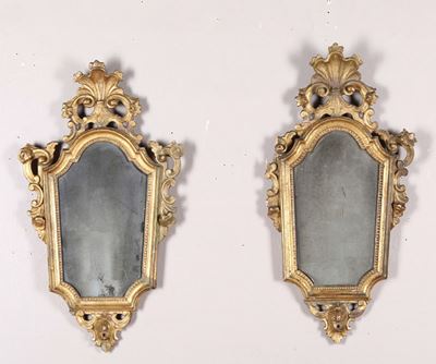 Coppia di Ventoline in Legno Intagliato e Dorato, Fine XVIII Secolo