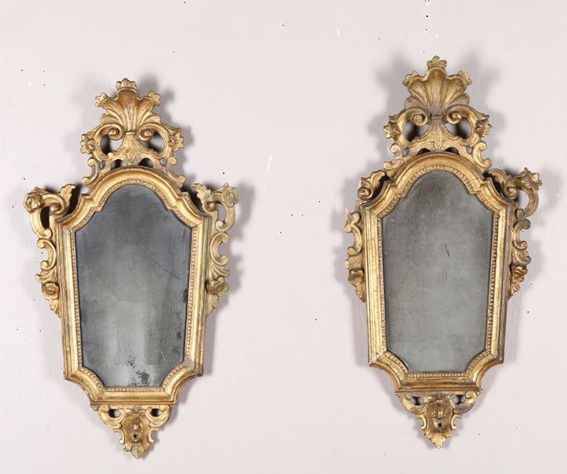 Coppia di ventoline in legno intagliato e dorato, fine XVIII secolo  - Asta Antiquariato - Cambi Casa d'Aste