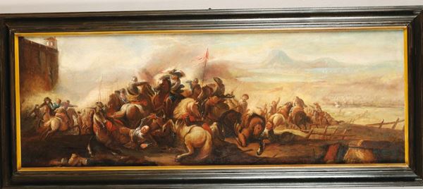 Pittore del XIX secolo Coppia di battaglie