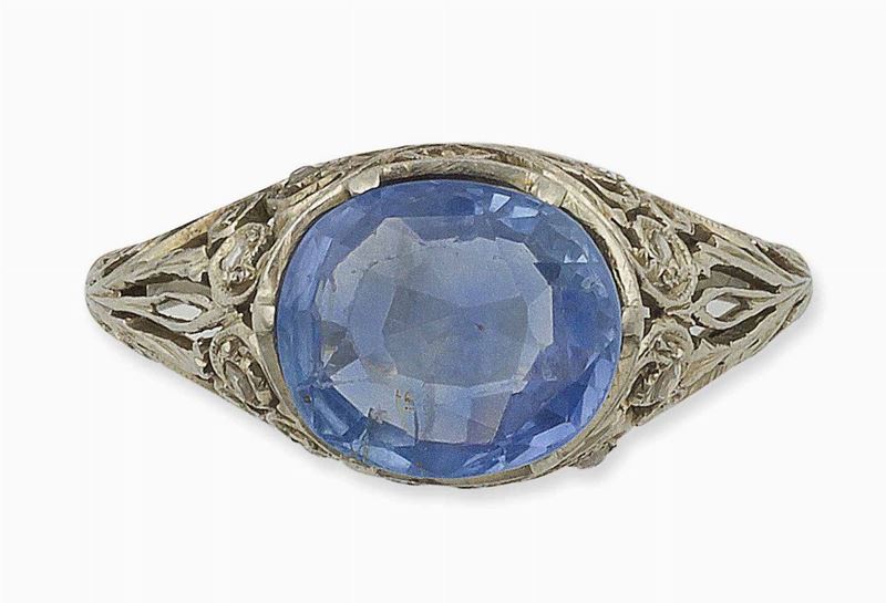 Anello con zaffiro Sri Lanka di ct 3,52  - Auction Vintage, Jewels and Bijoux - Cambi Casa d'Aste