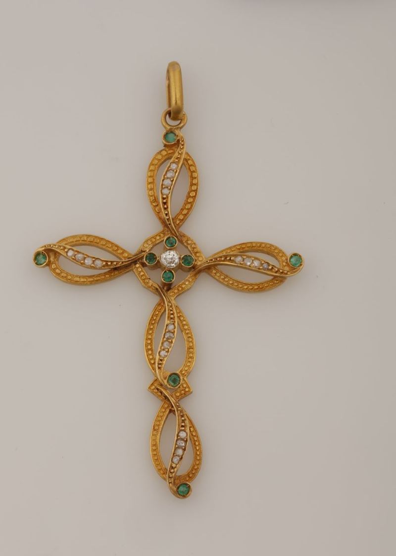 Croce con smeraldi e diamanti  - Auction Vintage, Jewels and Watches - Cambi Casa d'Aste