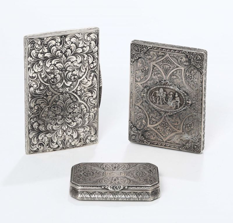 Tre tabacchiere in argento, Italia XX secolo  - Asta Antiquariato - Cambi Casa d'Aste