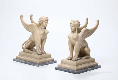 Coppia di Sfingi in Marmo, XIX Secolo