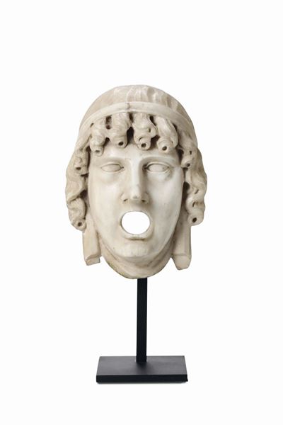Volto di Giovane in Marmo Bianco Scolpito, XX Secolo