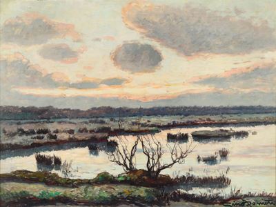 Gino Romiti (livorno 1881-1967)tramonto sulla Palude