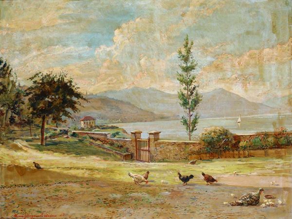 Mino Gragnoli (1880- post 1908) Veduta Lago Maggiore
