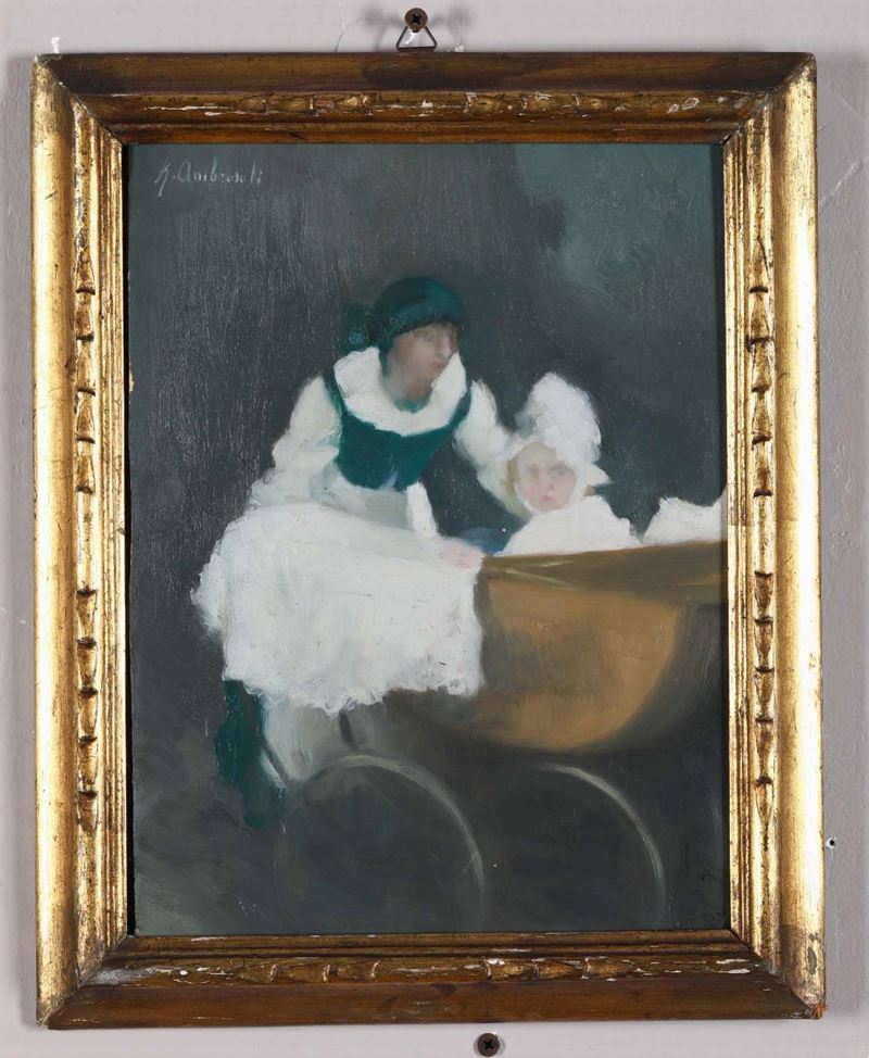 Lia Ambrosoli (1888-1951) Madre con bimbo  - Asta Asta a Tempo Pittura - Cambi Casa d'Aste