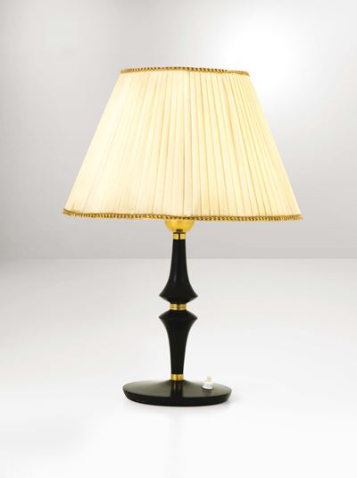 Lampada in Legno Laccato con Dettagli in Metallo e Paralume in Carta