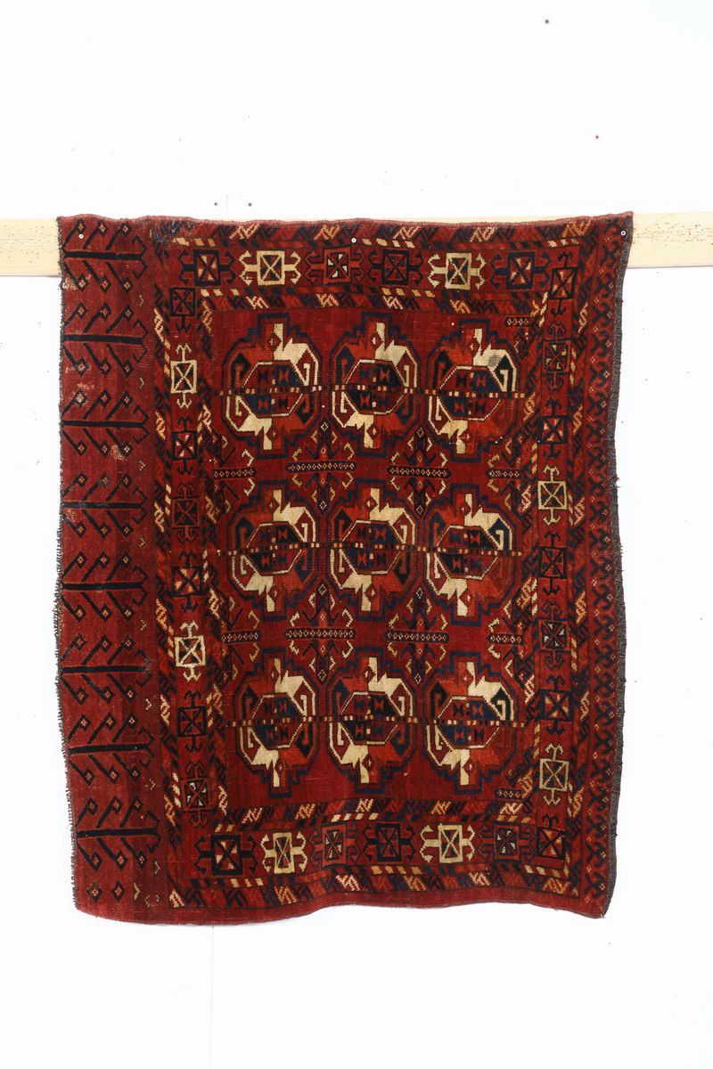 Tappeto turkmeno Chuval Yomut fine XIX inizio XX secolo  - Asta Antiquariato - Cambi Casa d'Aste