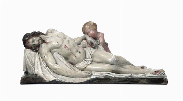A lamentation of Christ in polychrome terracotta. Emilia second half of the 17th century, from the circle of Cesare Tiazzi (1743-1809)