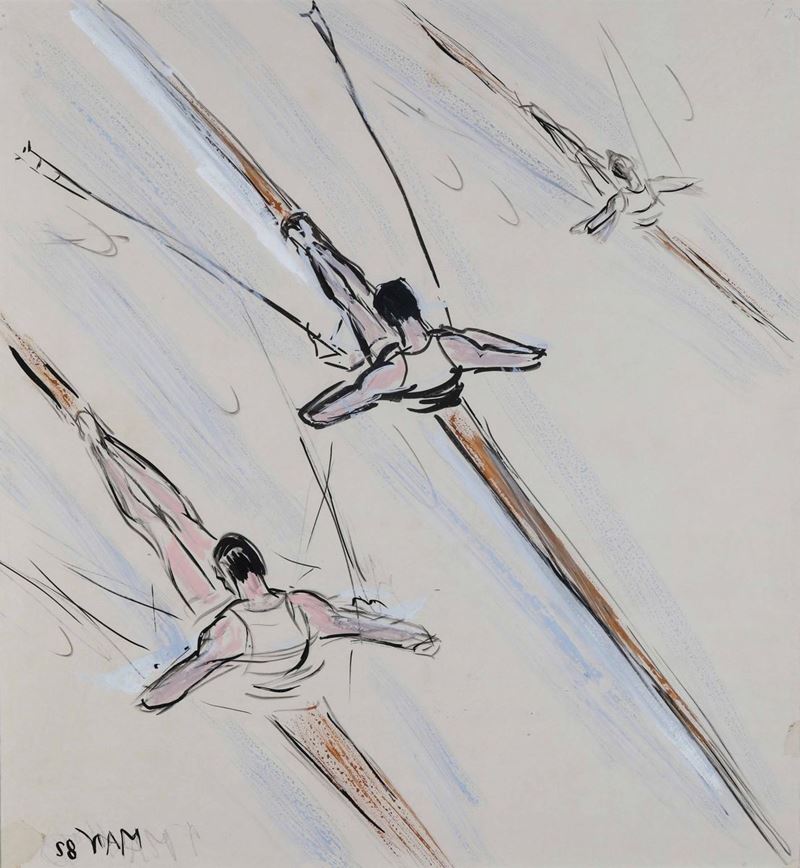 Ottorino Mancioli (1908-1990) Canottaggio, 1958  - Asta Lo Sport nell'Arte - Cambi Casa d'Aste