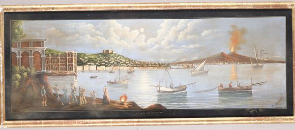 Anonimo del XIX-XX secolo Veduta di Napoli dal mare