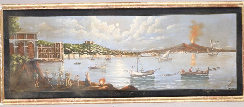 Anonimo del XIX-XX secolo Veduta di Napoli dal mare  - Auction Asta a Tempo antiquariato - II - Cambi Casa d'Aste