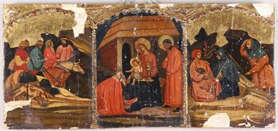 Tavoletta con Trittico Raffigurante Adorazione dei Magi, Riproduzione del XIX-XX Secolo