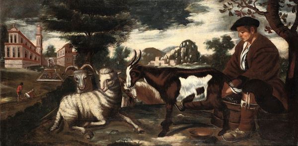 Scuola italiana del XVII secolo Paesaggio con armenti