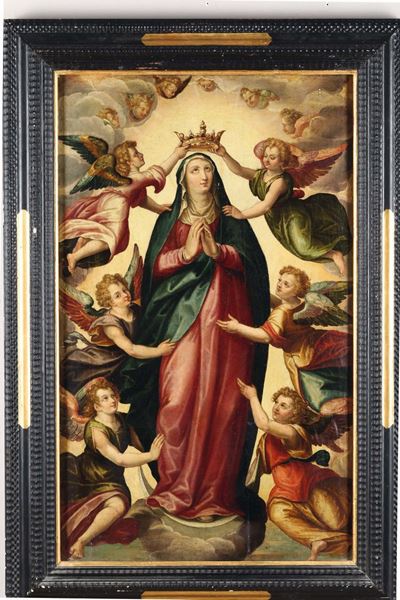 Frans II Franken (1581-1642), Attribuito Amadonna Assunta con Angeli