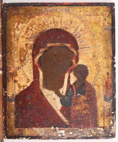 Icona Raffigurante Madonna con il Bambino, XIX Secolo