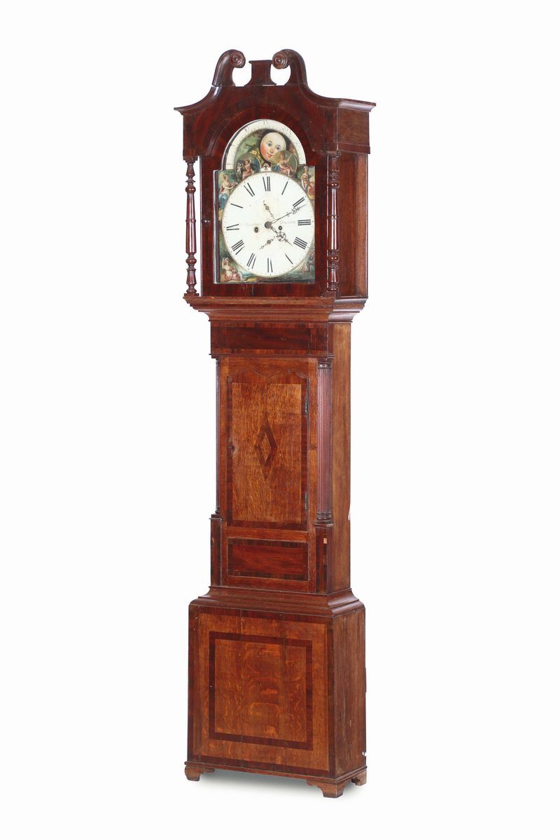 Orologio a colonna con cassa in legno lastronato, Brentnall Sutton, Inghilterra XIX secolo  - Auction Fine Art - Cambi Casa d'Aste