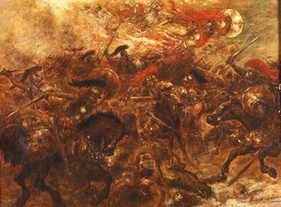 Scuola del XIX-XX Secoloscena di Battaglia