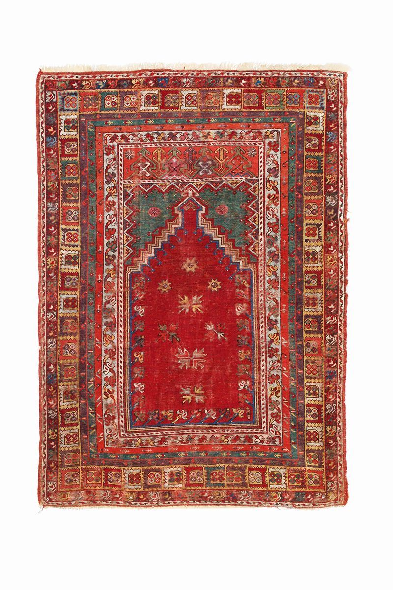 An Anatolia prayer rug Mudjur mid XIX century  - Auction Fine Carpets - Cambi Casa d'Aste