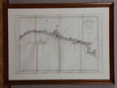 Stampa con Carta Geografica della Riviera Ligure, Francia XIX Secolo