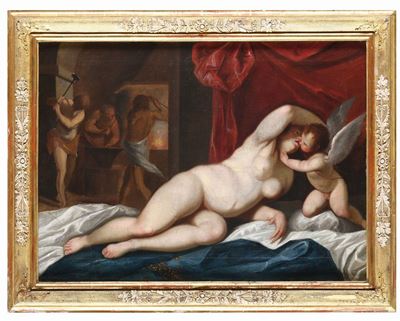 Jacopo Negretti Detto il Palma Giovane (1548-1628), Cerchia Divenere e Amore nella Fucina di Vulc...