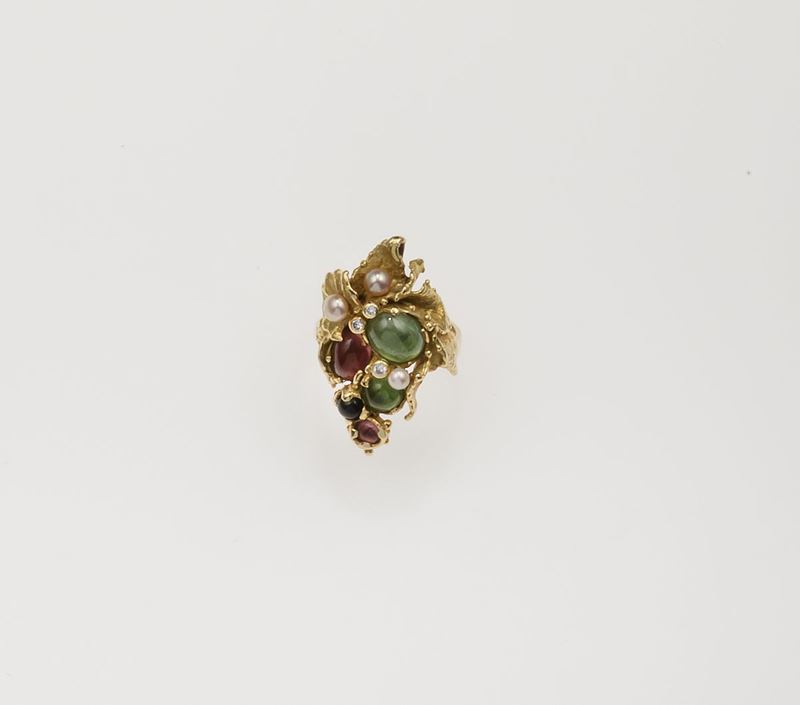 Gem set and gold ring  - Auction Jewels Timed Auction - Cambi Casa d'Aste