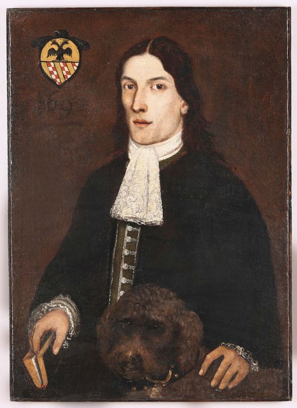 Scuola lombarda del XVIII secolo Ritratto maschile con cane