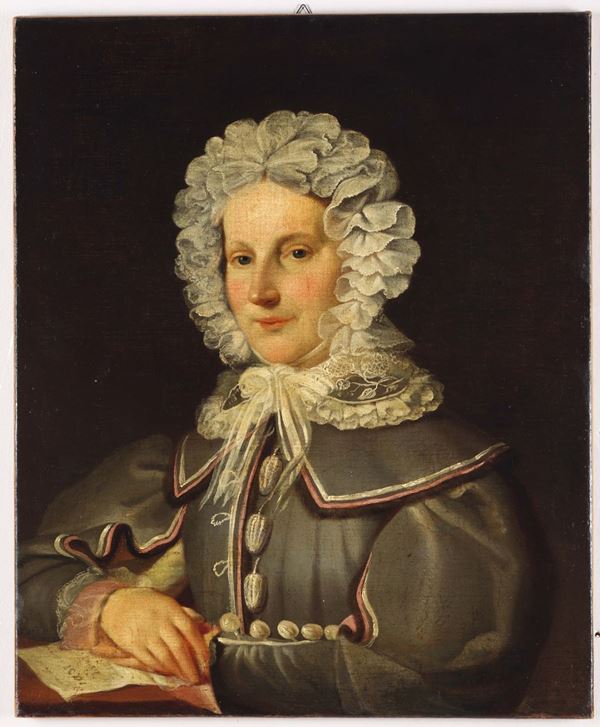 Scuola del XVIII secolo Ritratto di donna, tradizionalmente riferito dalla famiglia alla figura di Martha Washington