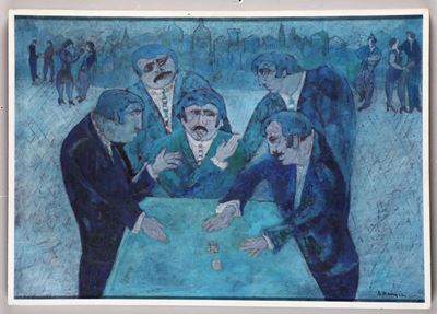 Attilio Mangini (1912-2004)giocatori di Dadi