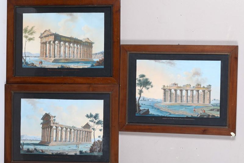 Anonimo del XIX secolo Vedute con templi  - Auction Fine Art - Cambi Casa d'Aste