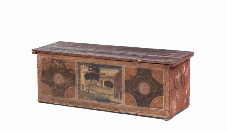 Cassapanca in legno interamente laccata, XVIII secolo  - Auction Fine Art - Cambi Casa d'Aste