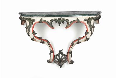 Console in Legno Intagliato e Dipinto, XVIII-XIX Secolo