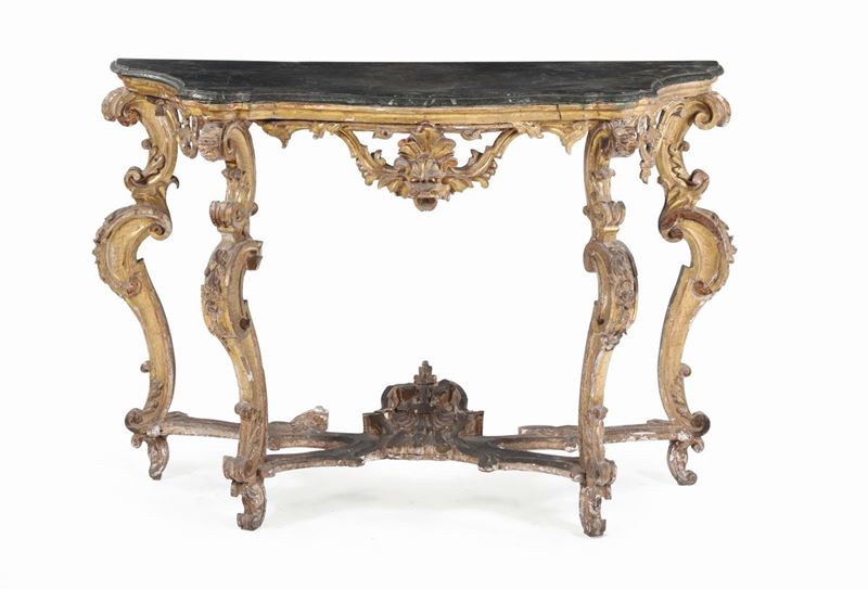 Console in legno intagliato e dorato, XVIII secolo  - Auction Fine Art - Cambi Casa d'Aste