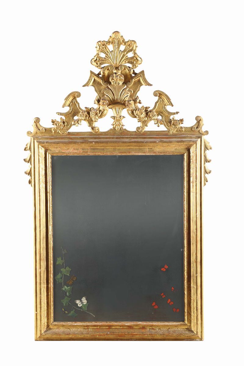 Specchiera Luigi XIV in legno intagliato e dorato, XVIII secolo  - Auction Fine Art - Cambi Casa d'Aste