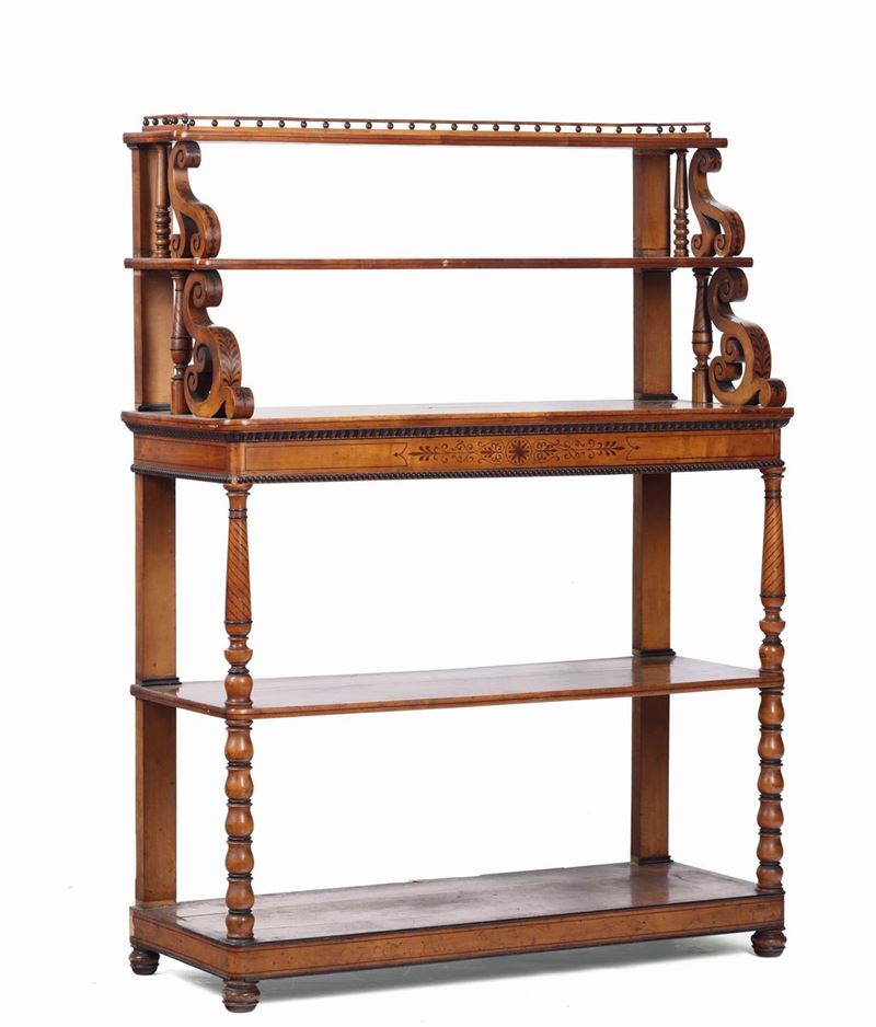Etagere in acero intarsiato, XIX secolo  - Asta Antiquariato - Cambi Casa d'Aste
