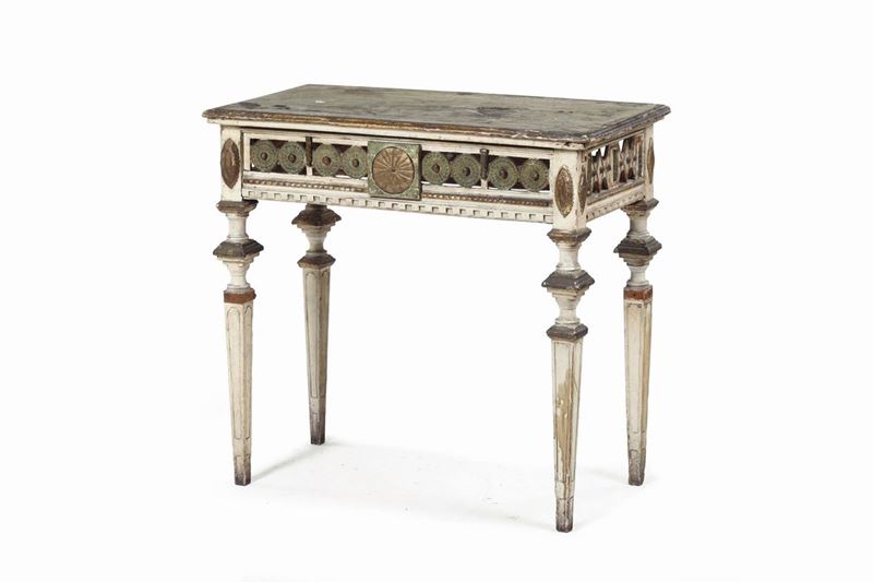 Consolina in legno intagliato e laccato, XVIII secolo  - Auction Fine Art - Cambi Casa d'Aste