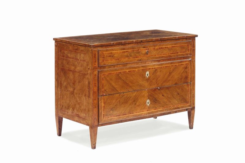 Cassettone Luigi XVI in legno lastronato e filettato, fine XVIII secolo  - Auction Fine Art - Cambi Casa d'Aste