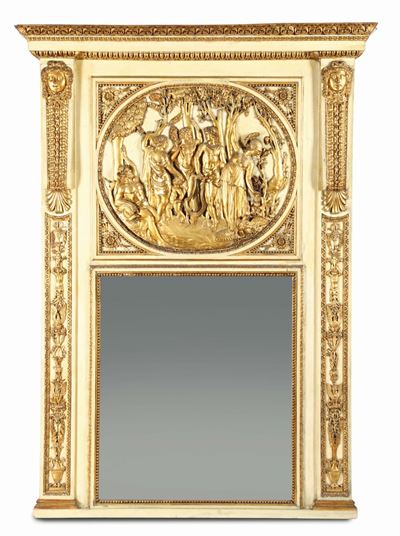 Caminiera in Legno Intagliato, Laccato e Dorato, XVIII-XIX Secolo