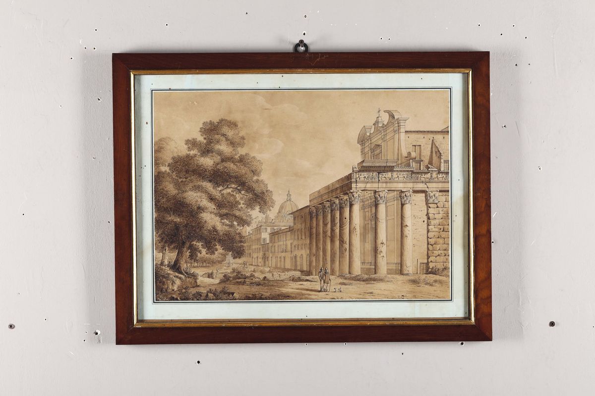 Carlo Labruzzi (roma 1748 - Perugia 1817)veduta di Roma con Rovine Veduta di Roma con Architettur...