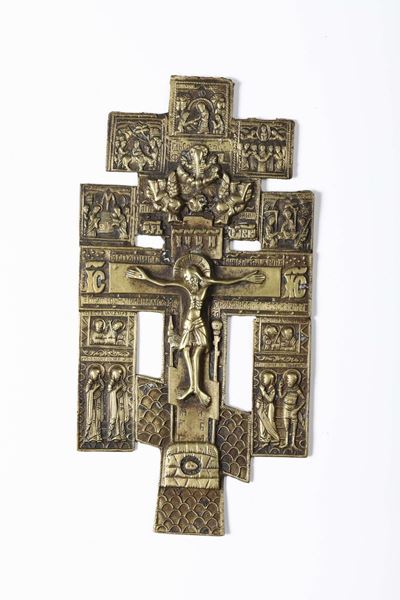 Crocifisso in Bronzo Dorato, Russia XIX Secolo
