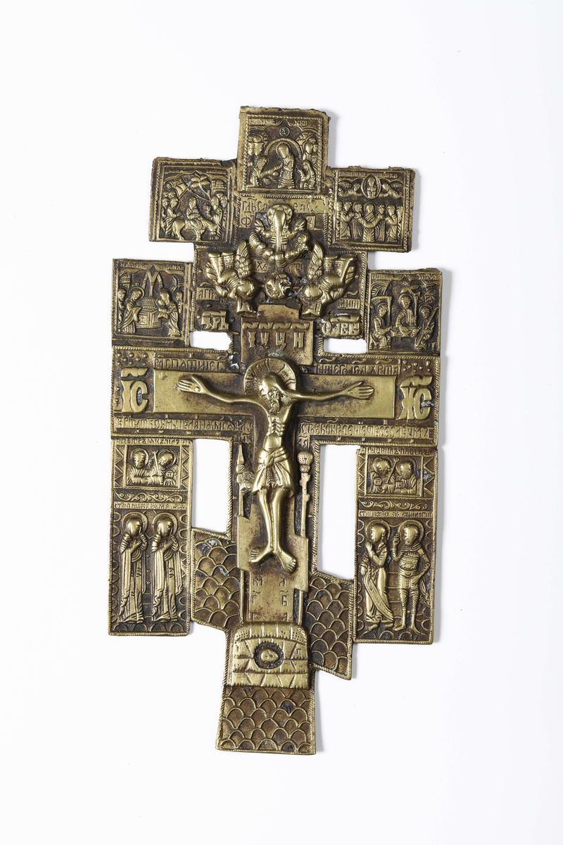 Crocifisso in bronzo dorato, Russia XIX secolo  - Auction Fine Art - Cambi Casa d'Aste